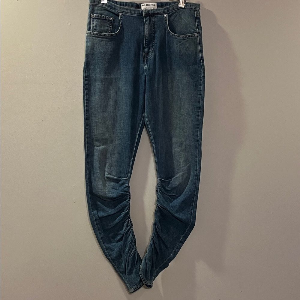 Free People Dalia Scrunched Stacked Low Rise Skinny Jeans